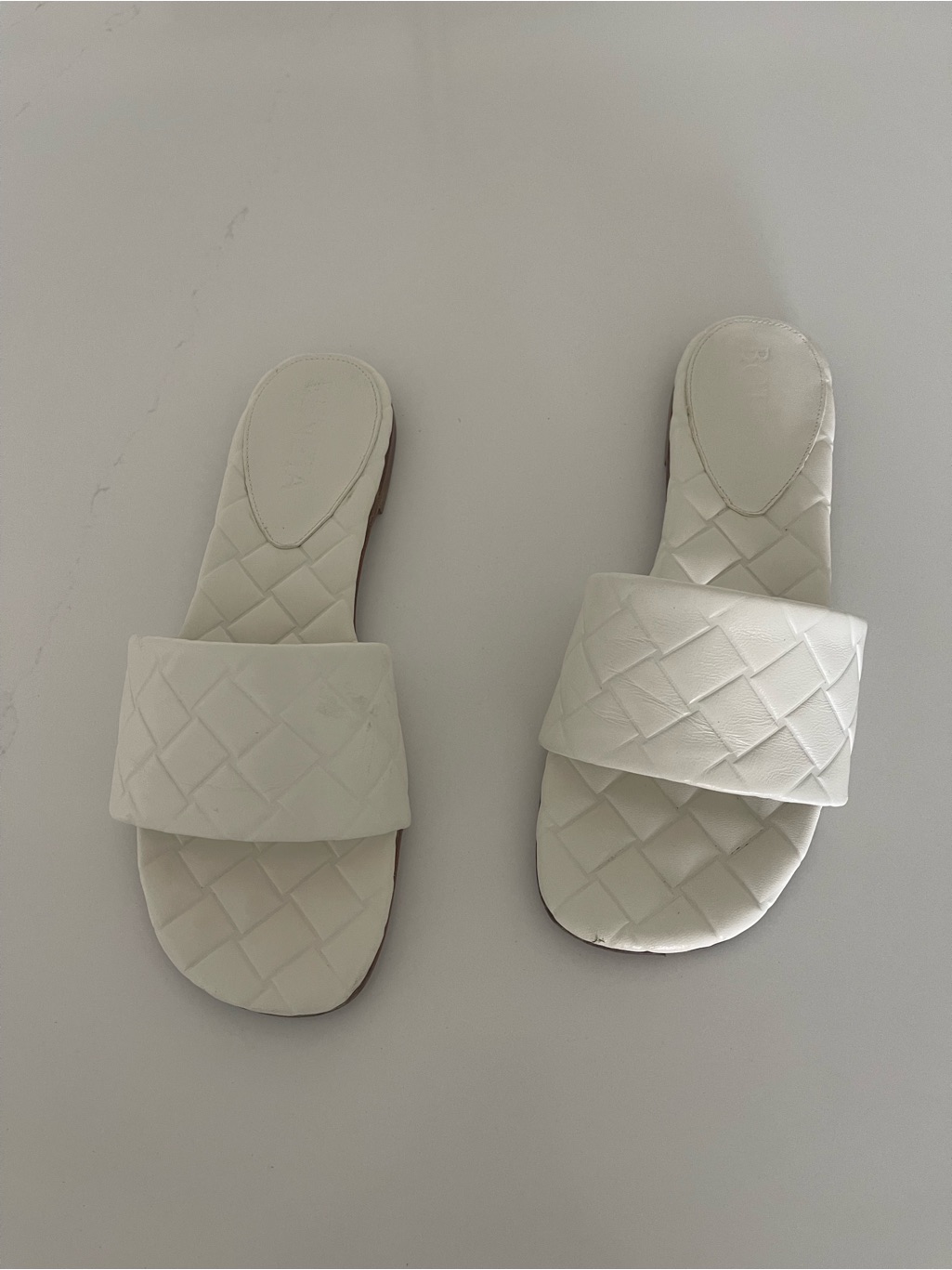 Bottega Veneta White Quilted Slide Sandals